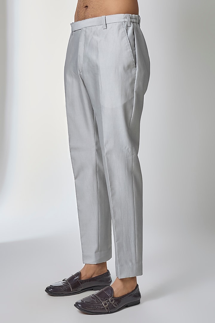 Grey Cotton Silk Groom Indowestern Set by Ankit V Kapoor at Pernia's Pop Up Shop