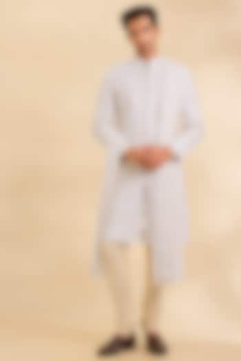 Ivory Pure Silk Groom Sherwani Set by Ankit V Kapoor at Pernia's Pop Up Shop