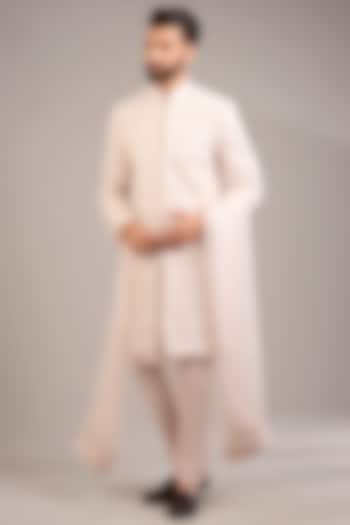 Champagne Cotton Silk & Georgette Groom Sherwani Set by Ankit V Kapoor at Pernia's Pop Up Shop