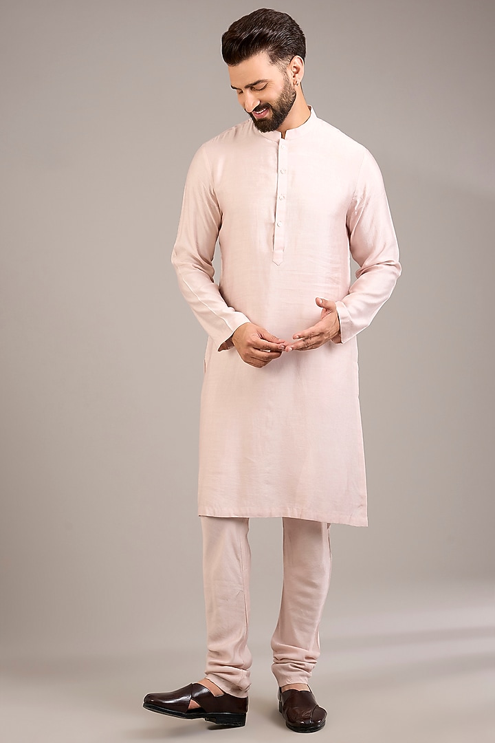 Champagne Cotton Silk & Georgette Groom Sherwani Set by Ankit V Kapoor at Pernia's Pop Up Shop