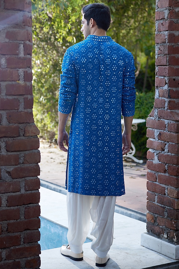 Azure Blue Georgette Embroidered Kurta Set by Ankit V Kapoor at Pernia's Pop Up Shop