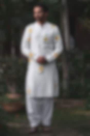 Off-White Viscose Cotton Silk Printed Kurta Set by Ankit V Kapoor at Pernia's Pop Up Shop