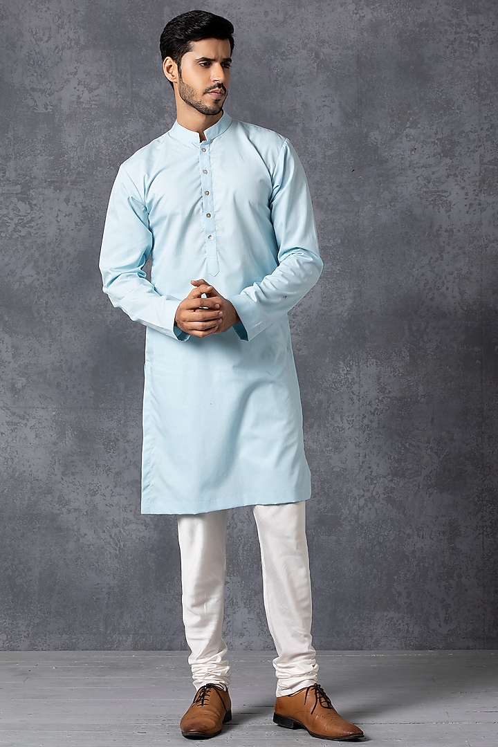 Turquoise Cotton Kurta by Ankit V Kapoor at Pernia's Pop Up Shop