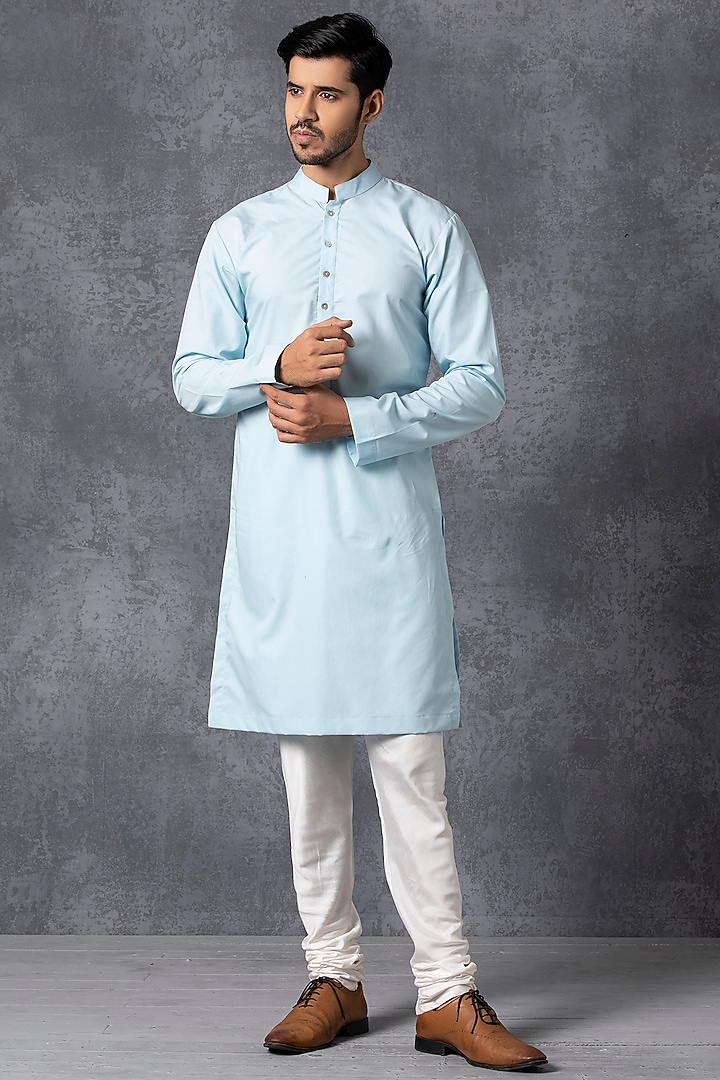 Turquoise Cotton Kurta by Ankit V Kapoor at Pernia's Pop Up Shop