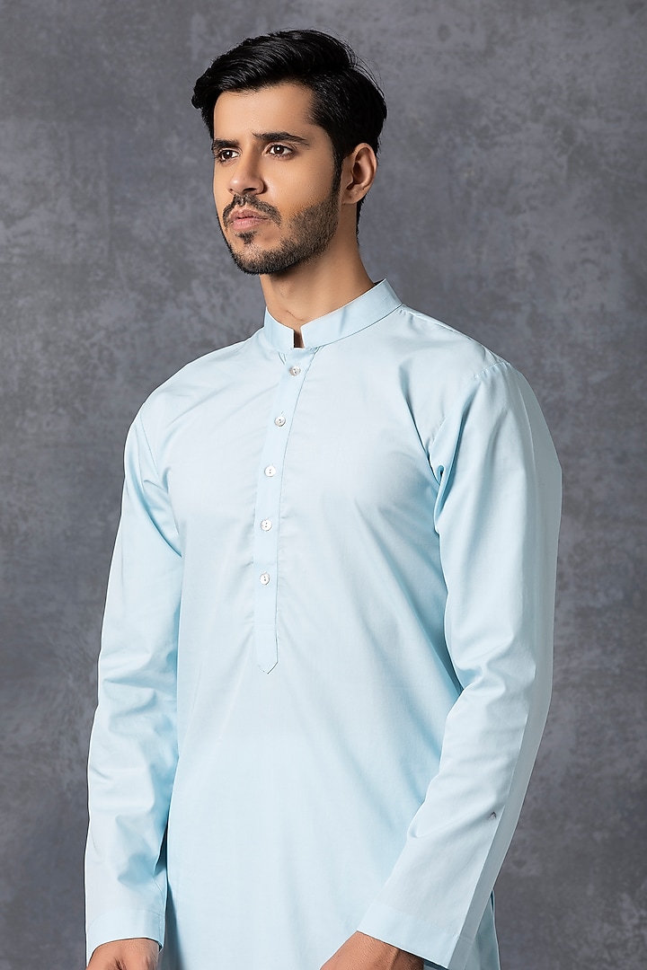 Turquoise Cotton Kurta by Ankit V Kapoor at Pernia's Pop Up Shop