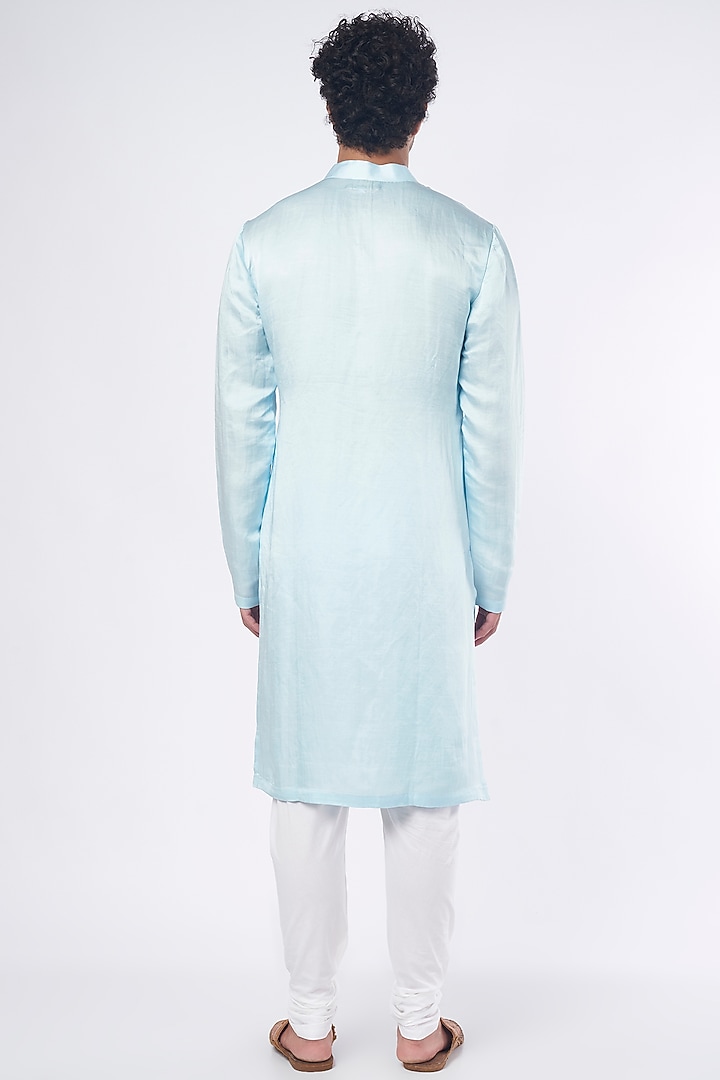 Powder Blue Embroidered Kurta Set by Ankit V Kapoor at Pernia's Pop Up Shop