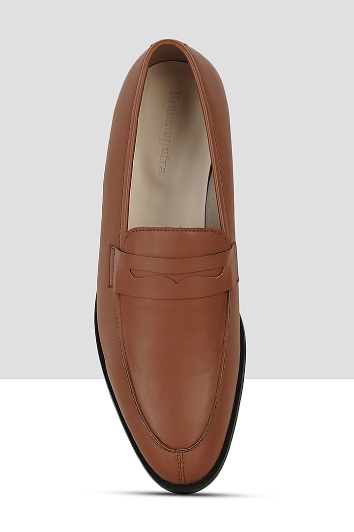 Deep Brown Vegan Leather Penny Loafers by Ankit V Kapoor