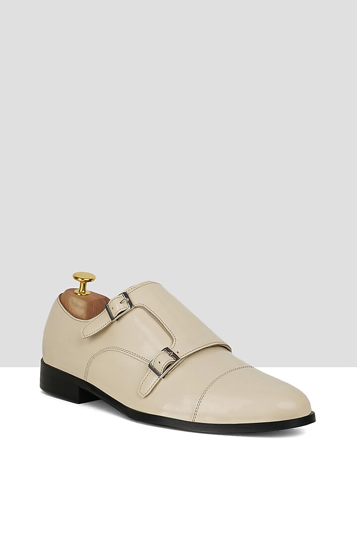 Nude Vegan Leather Monks by Ankit V Kapoor at Pernia's Pop Up Shop