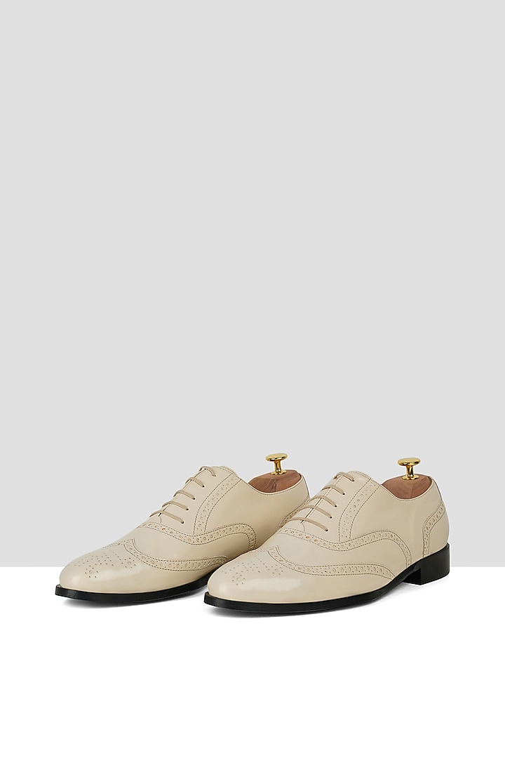 Nude Vegan Leather Brogues by Ankit V Kapoor