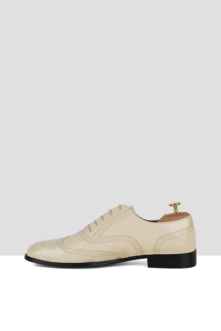 Nude Vegan Leather Brogues by Ankit V Kapoor at Pernia's Pop Up Shop