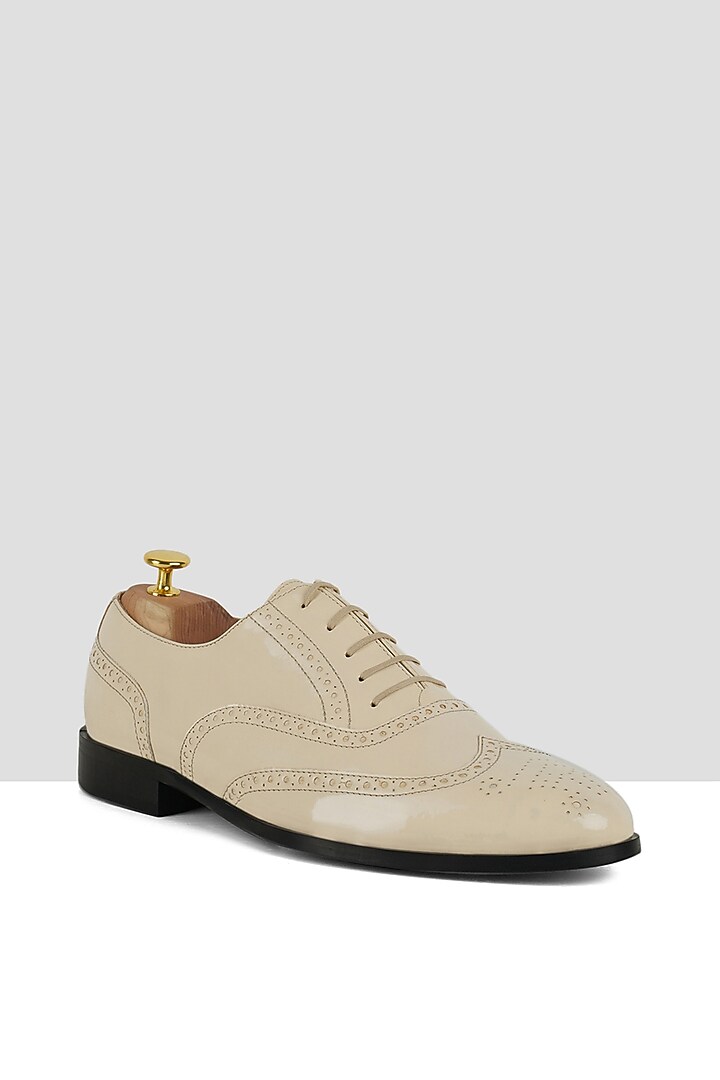 Nude Vegan Leather Brogues by Ankit V Kapoor at Pernia's Pop Up Shop