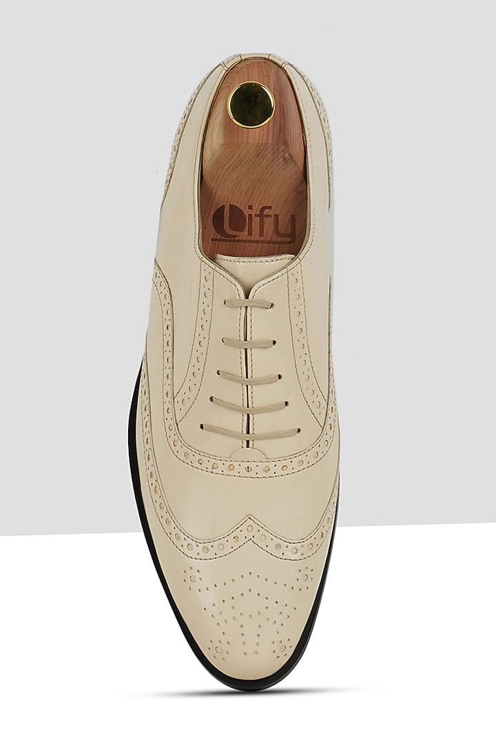Nude Vegan Leather Brogues by Ankit V Kapoor at Pernia's Pop Up Shop