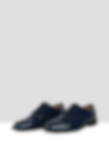 Navy Blue Vegan Leather Brogues by Ankit V Kapoor