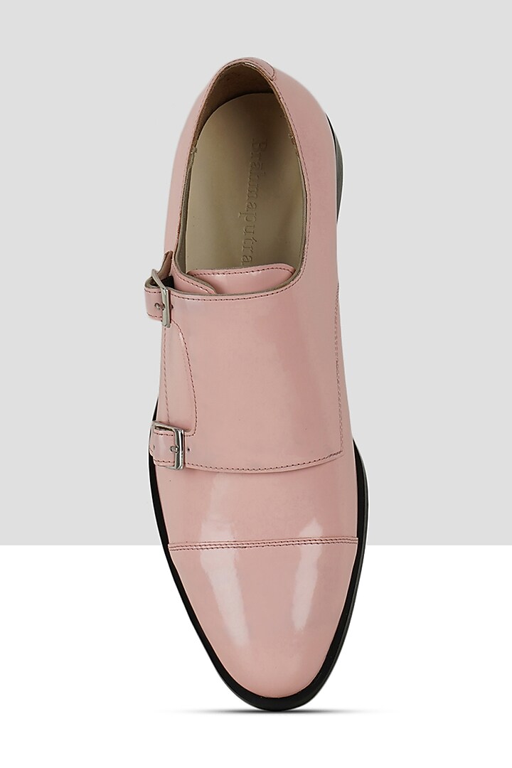 Soft Pink Vegan Leather Double Strap Monks by Ankit V Kapoor at Pernia's Pop Up Shop