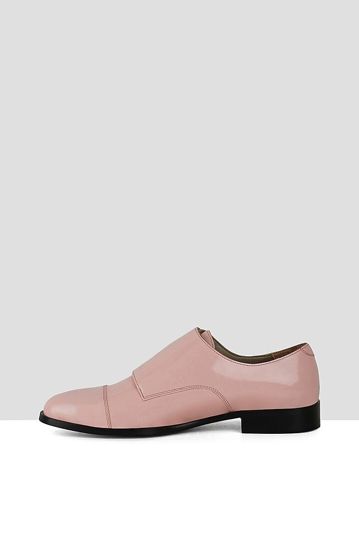 Soft Pink Vegan Leather Double Strap Monks by Ankit V Kapoor at Pernia's Pop Up Shop
