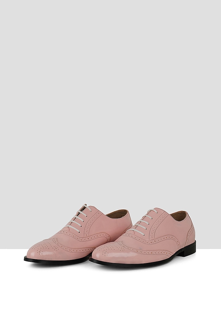 Soft Pink Vegan Leather Brogues by Ankit V Kapoor
