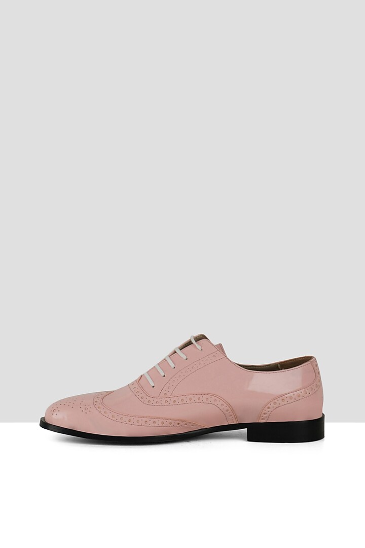 Soft Pink Vegan Leather Brogues by Ankit V Kapoor at Pernia's Pop Up Shop