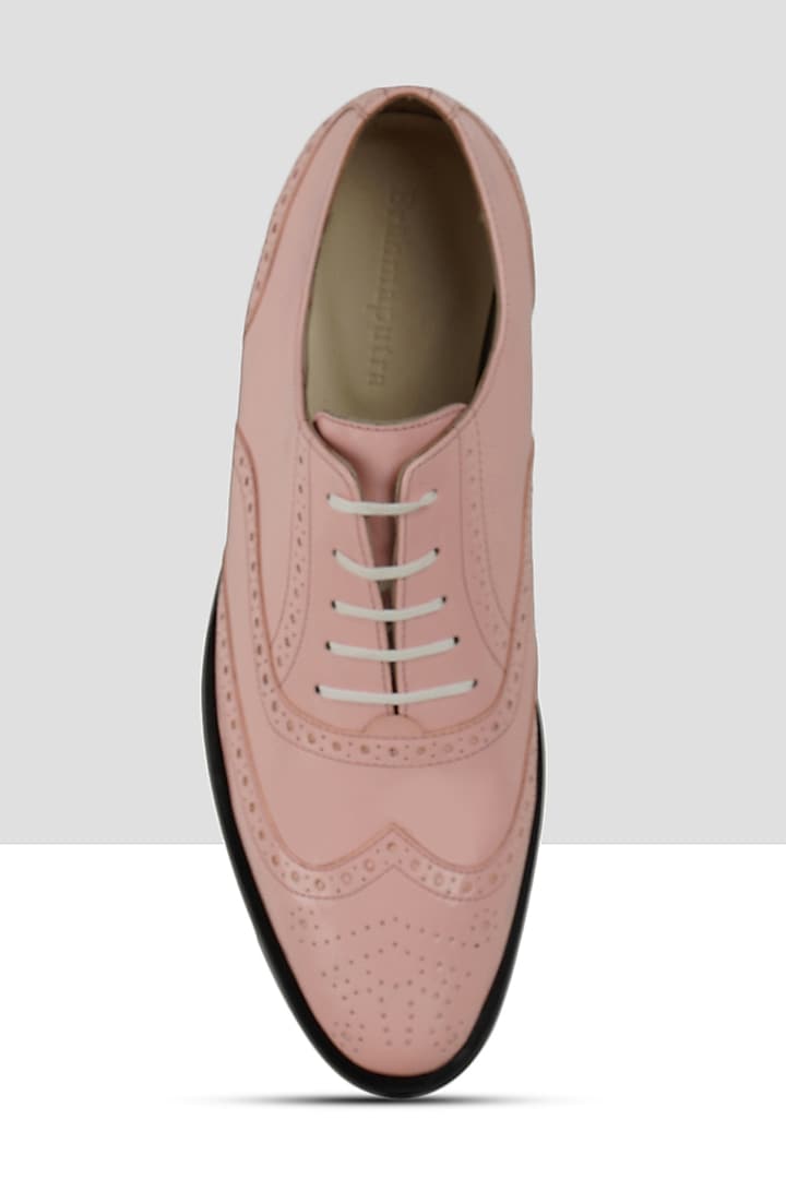 Soft Pink Vegan Leather Brogues by Ankit V Kapoor at Pernia's Pop Up Shop