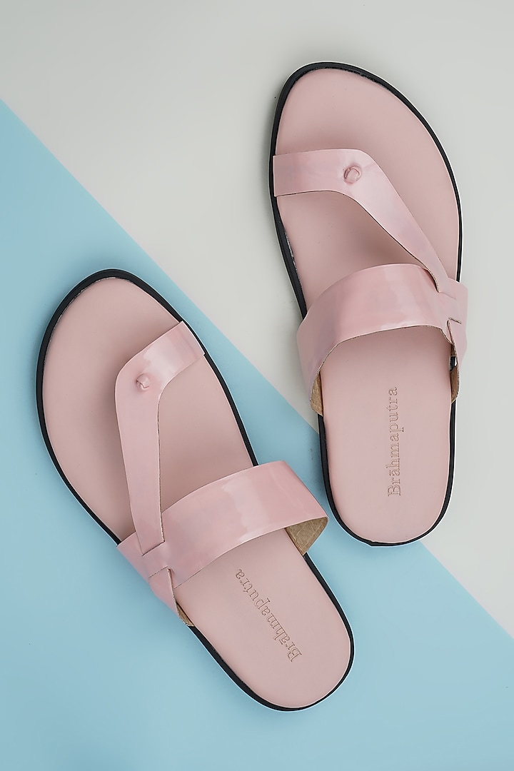 Soft Pink Vegan Leather Classic Sandals by Ankit V Kapoor