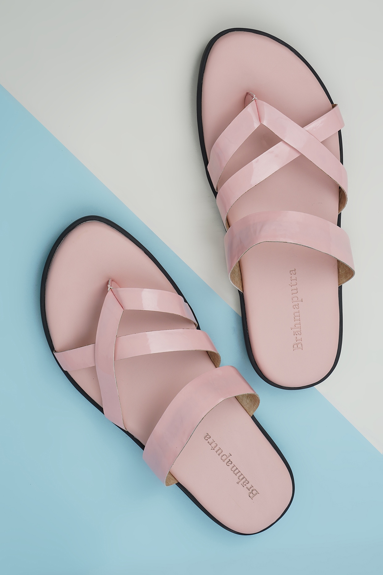 Soft Pink Vegan Leather Criss-Cross Sandals by Ankit V Kapoor at Pernia's  Pop Up Shop 2025