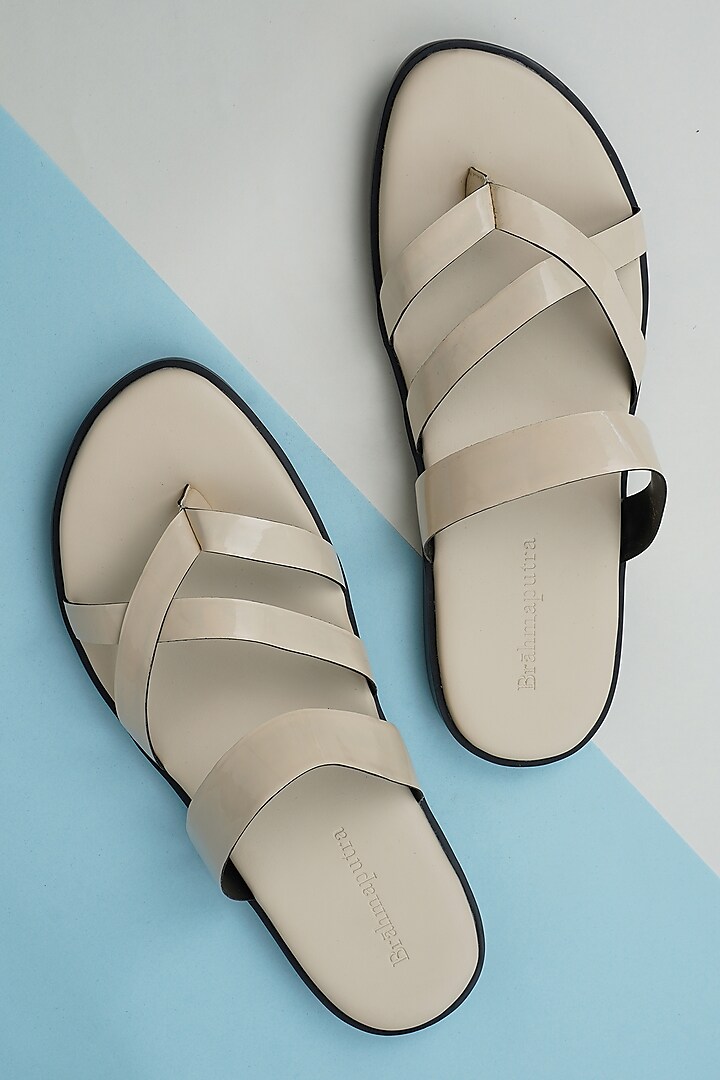 Nude Vegan Leather Sandals by Ankit V Kapoor