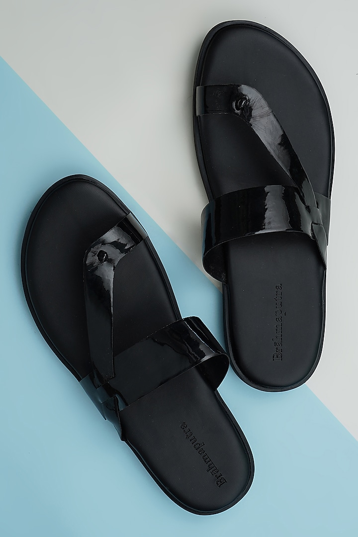 Black Sandals In Vegan Leather by Ankit V Kapoor