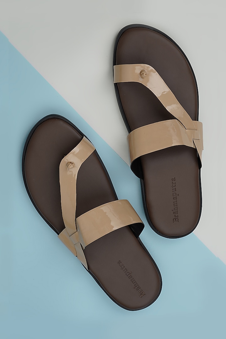 Brown & Beige Sandals In Vegan Leather by Ankit V Kapoor