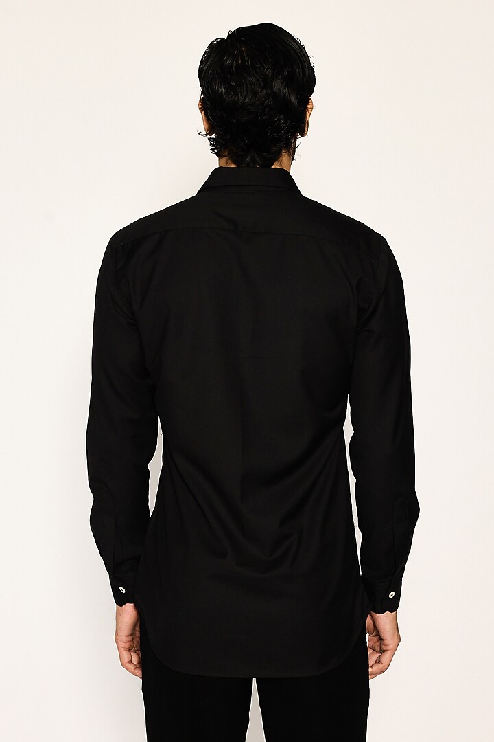 Black Suiting Fabric Hand Embroidered Party Wear Shirt by Ankit V Kapoor at Pernia's Pop Up Shop