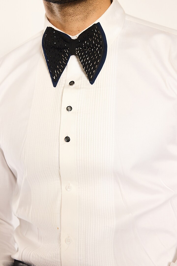 Ivory Suiting Fabric Tuxedo Party Wear Shirt by Ankit V Kapoor at Pernia's Pop Up Shop