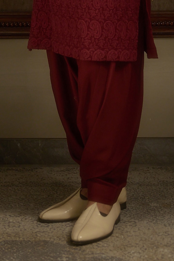 Maroon Georgette Machine Embroidered Kurta Set by Ankit V Kapoor at Pernia's Pop Up Shop