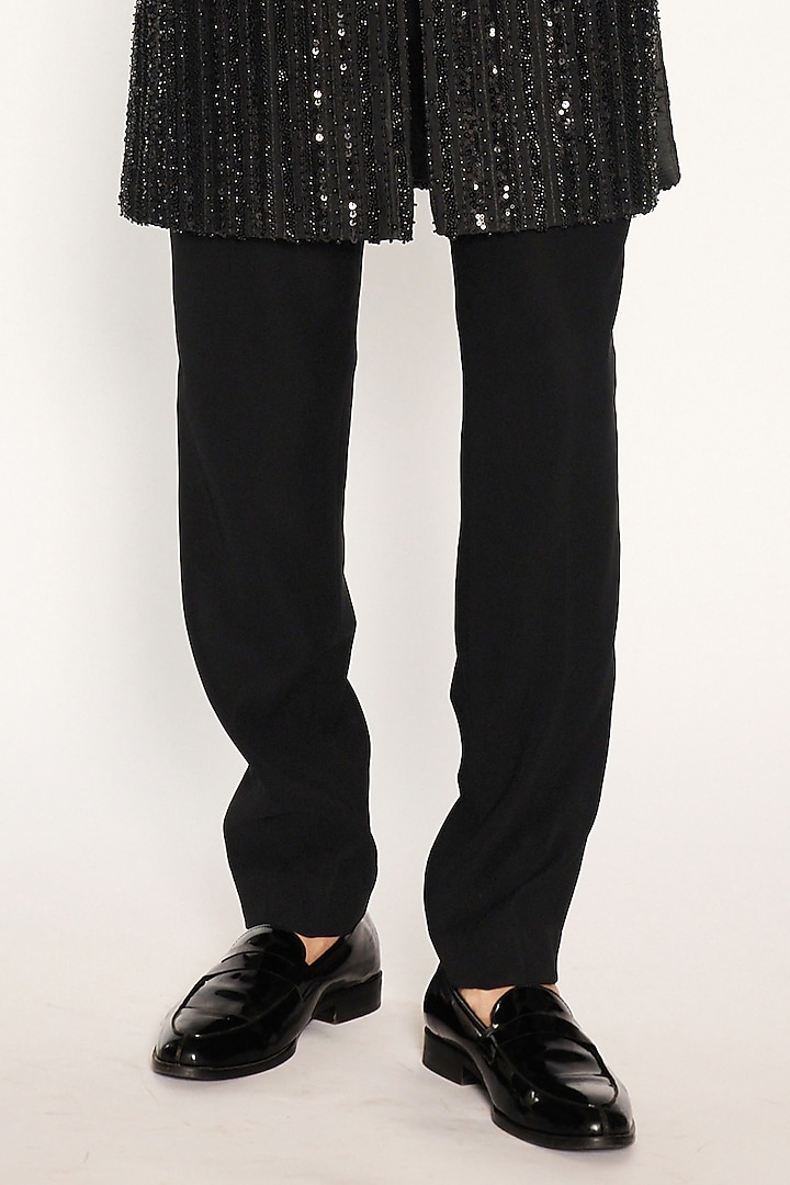 Black Japanese Sequins Embroidered Groom Indowestern Set by Ankit V Kapoor at Pernia's Pop Up Shop