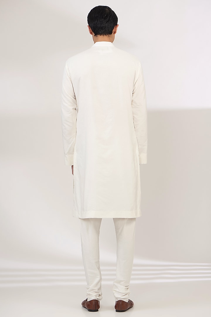 White Silk Blend Hand & Machine Embroidered Groom Sherwani Set by Ankit V Kapoor at Pernia's Pop Up Shop