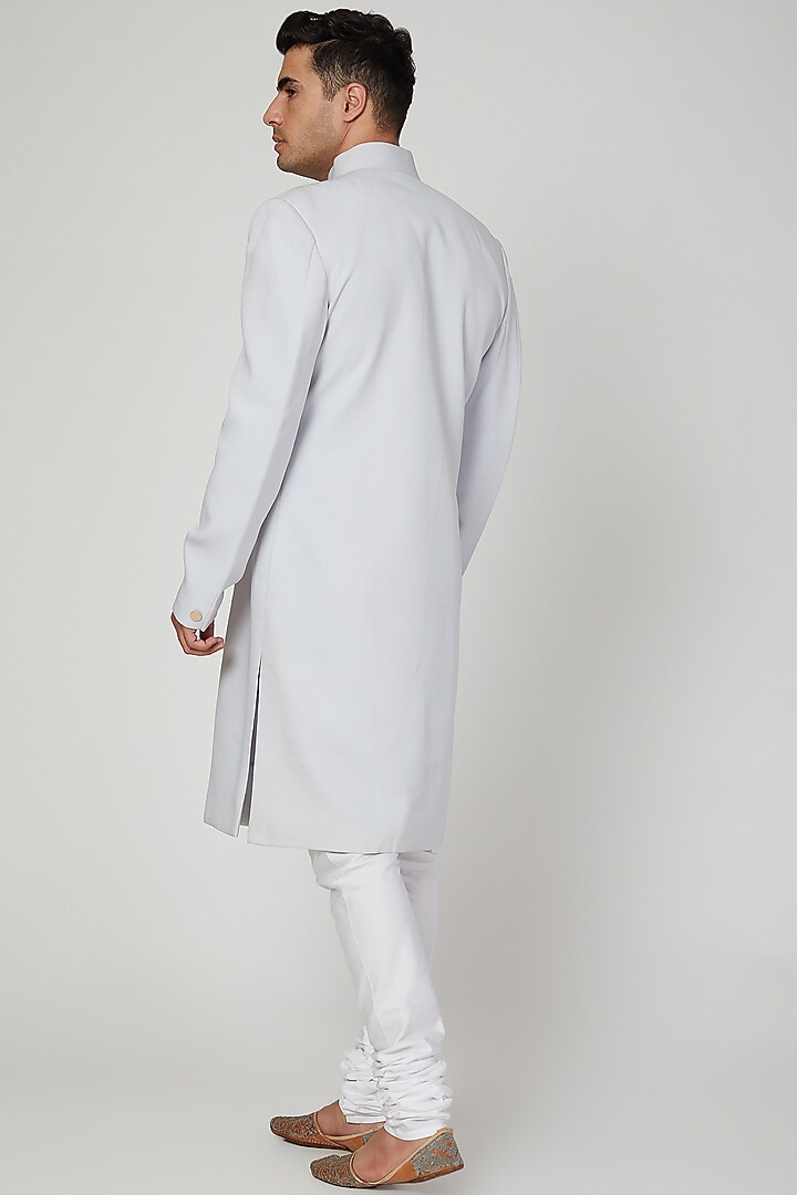 Ice Grey Achkan Wedding Sherwani by Ankit V Kapoor at Pernia's Pop Up Shop