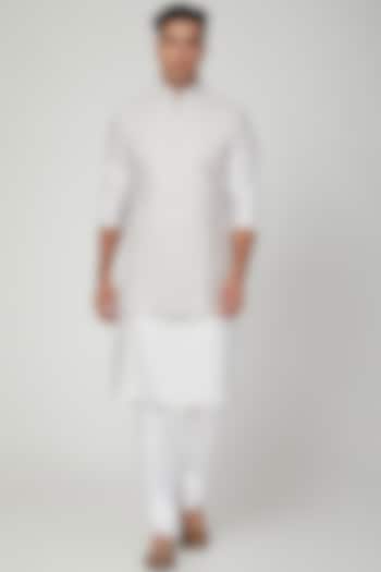 Grey Embroidered Nehru Jacket by Ankit V Kapoor