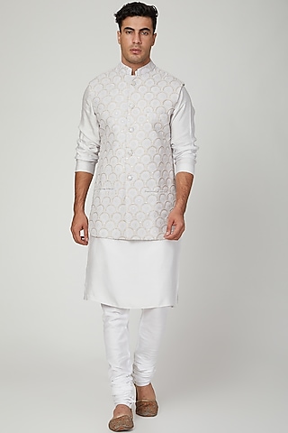 Grey Embroidered Nehru Jacket by Ankit V Kapoor
