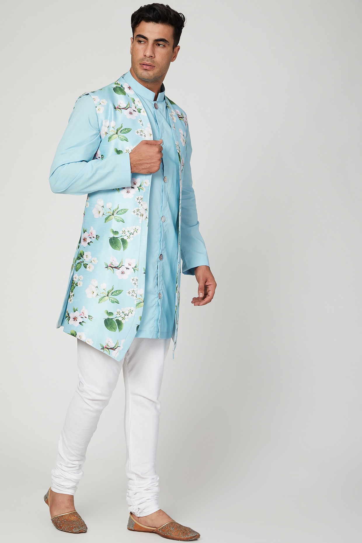 Buy DEYANN Men Navy Blue Solid Kurta With Pyjamas & Nehru Jacket - Kurta  Sets for Men 9108373 | Myntra