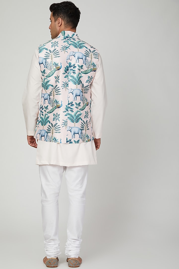 Blush Pink Printed Nehru Jacket by Ankit V Kapoor at Pernia's Pop Up Shop