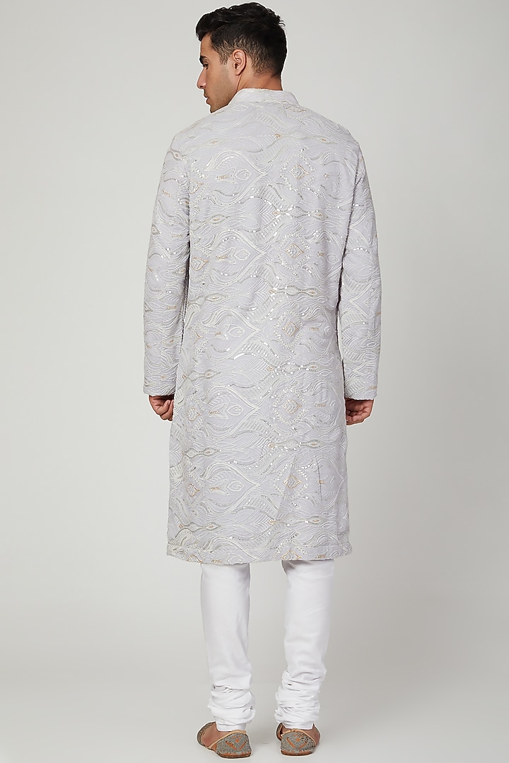 Grey Chikankari Embroidered Kurta With Pants by Ankit V Kapoor at Pernia's Pop Up Shop