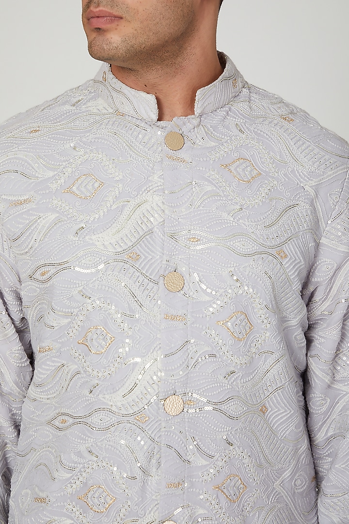 Grey Chikankari Embroidered Kurta With Pants by Ankit V Kapoor at Pernia's Pop Up Shop