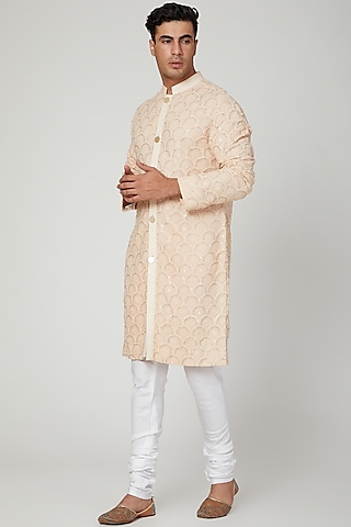 Copper Embroidered Kurta With Pants by Ankit V Kapoor