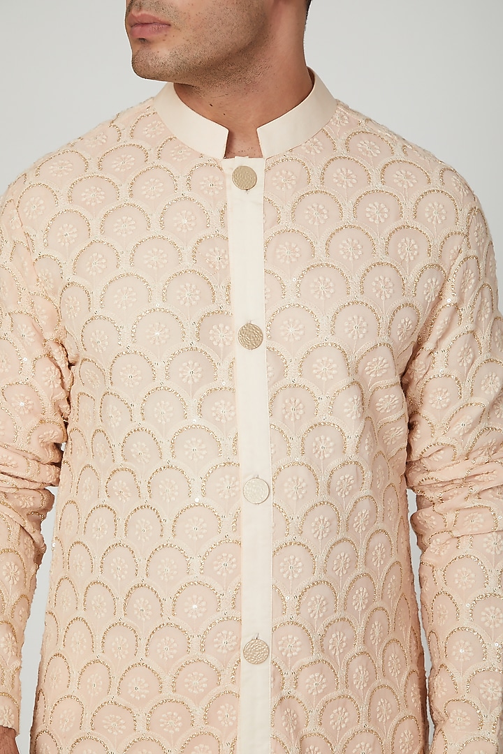 Copper Embroidered Kurta With Pants by Ankit V Kapoor at Pernia's Pop Up Shop