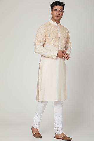 Copper Embroidered Kurta With Pants by Ankit V Kapoor