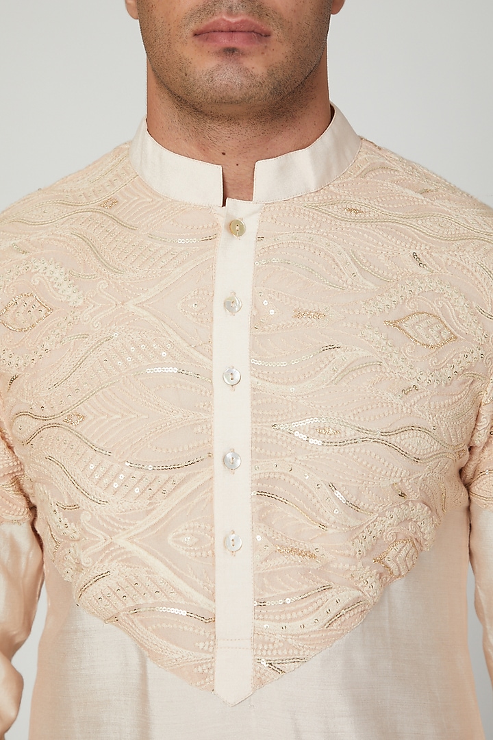 Copper Embroidered Kurta With Pants by Ankit V Kapoor at Pernia's Pop Up Shop