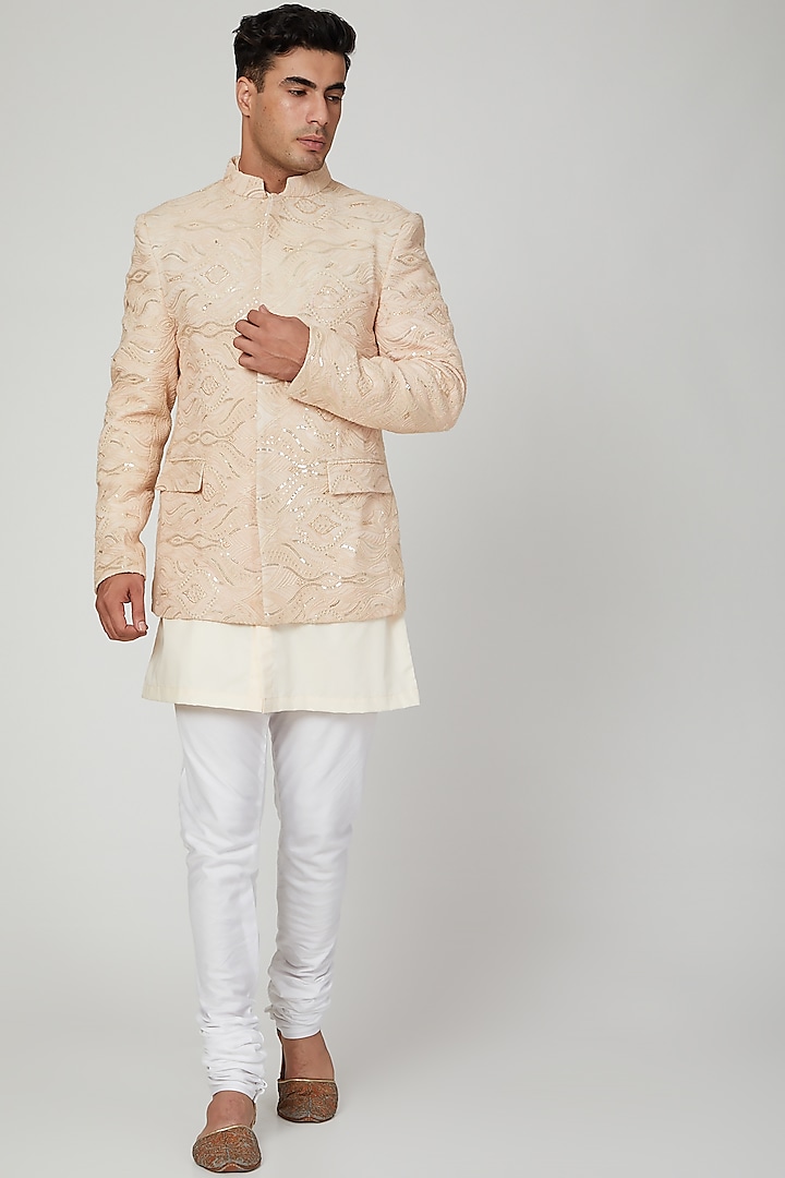 Copper Embroidered Bandhgala Jacket by Ankit V Kapoor