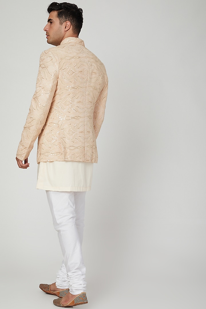 Copper Embroidered Wedding Bandhgala Jacket by Ankit V Kapoor at Pernia's Pop Up Shop
