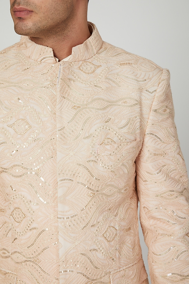 Copper Embroidered Wedding Bandhgala Jacket by Ankit V Kapoor at Pernia's Pop Up Shop