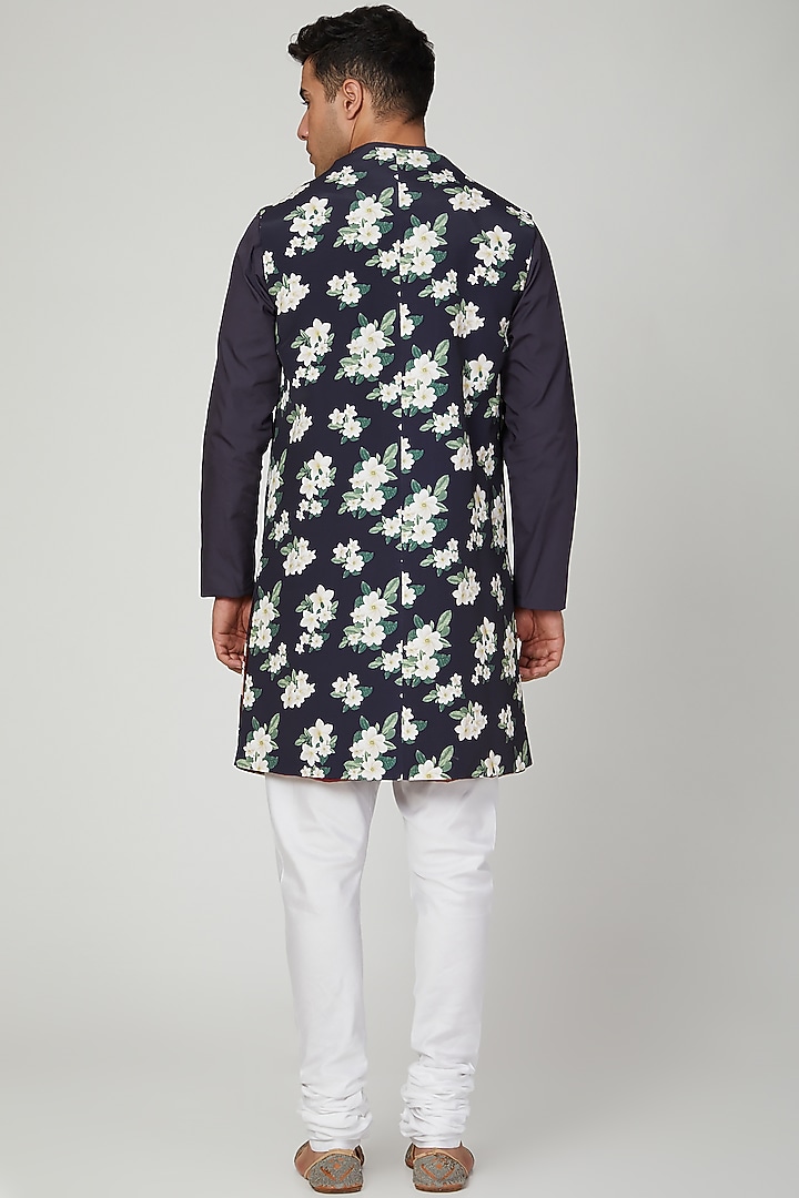 Navy Blue Printed Jacket Set by Ankit V Kapoor at Pernia's Pop Up Shop