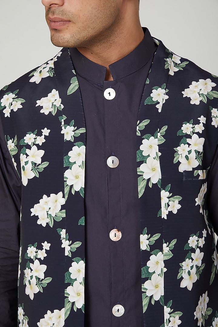 Navy Blue Printed Jacket Set by Ankit V Kapoor at Pernia's Pop Up Shop