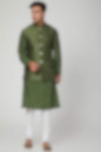 Olive Green Jacket Set by Ankit V Kapoor