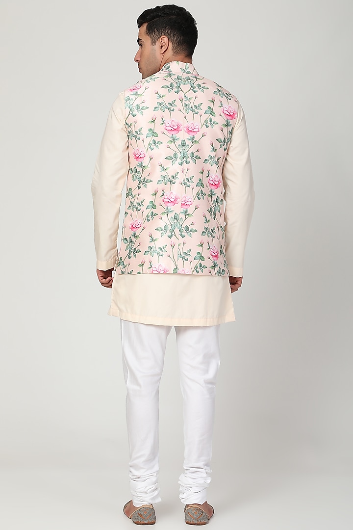 Pink floral nehru clearance jacket